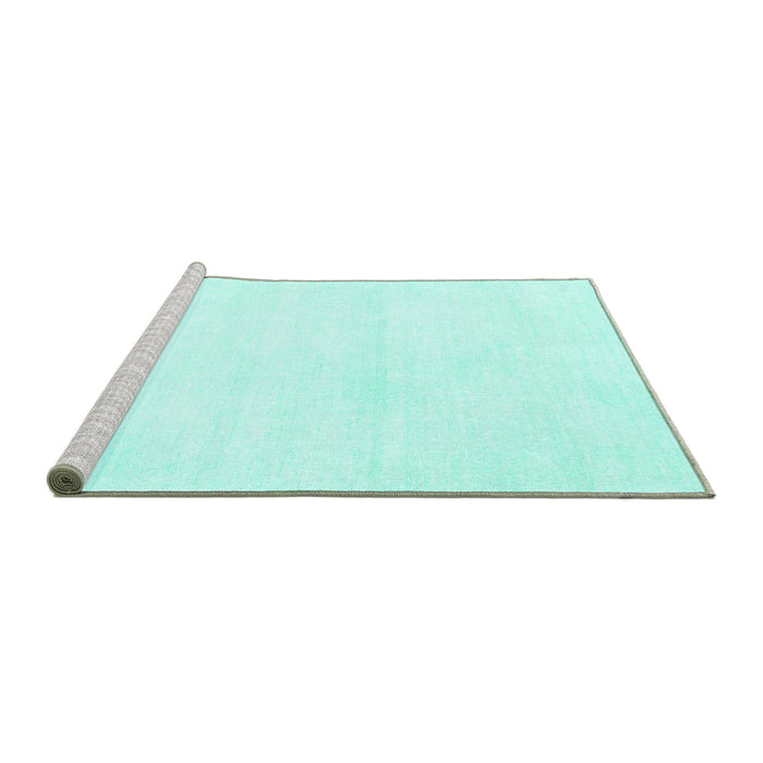 Sideview of Machine Washable Solid Turquoise Modern Area Rugs, wshcon127turq