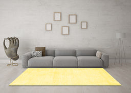 Machine Washable Solid Yellow Modern Rug in a Living Room, wshcon127yw