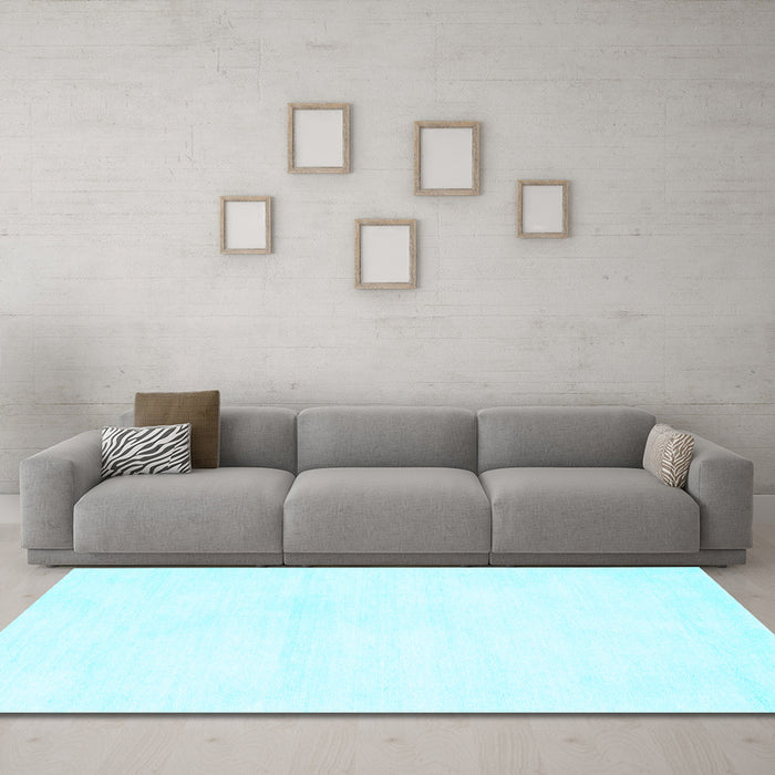 Machine Washable Solid Light Blue Modern Rug in a Living Room, wshcon127lblu