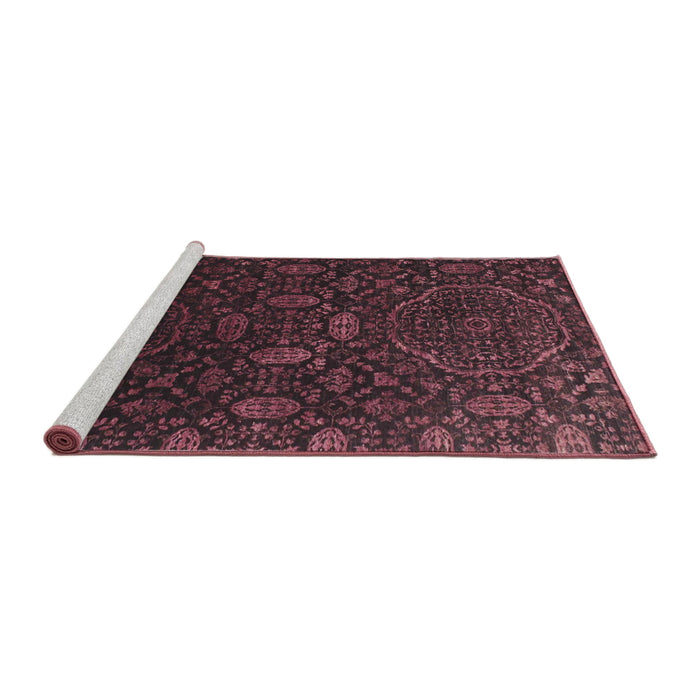 Serging Thickness of Machine Washable Contemporary Purple Lily Purple Rug, wshcon1280