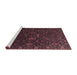 Serging Thickness of Machine Washable Contemporary Purple Lily Purple Rug, wshcon1280