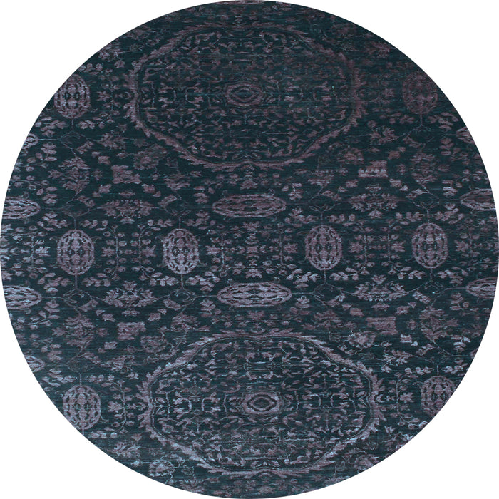 Round Abstract Light Blue Contemporary Rug, con1280lblu