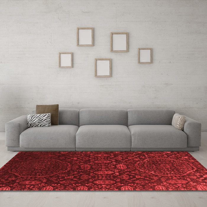 Contemporary Red Washable Rugs