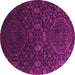 Round Abstract Pink Contemporary Rug, con1280pnk