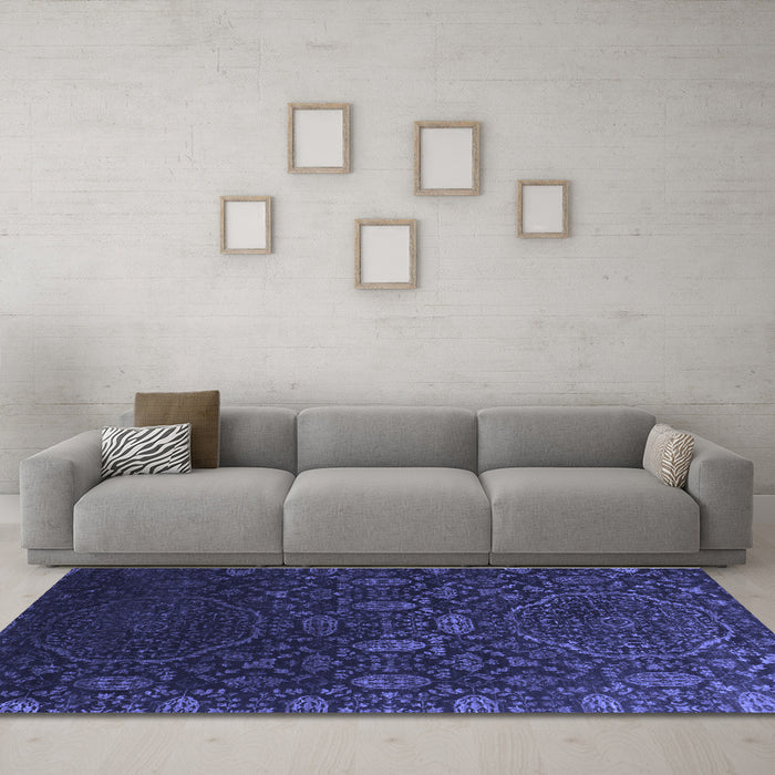 Machine Washable Abstract Blue Contemporary Rug in a Living Room, wshcon1280blu