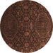 Round Abstract Brown Contemporary Rug, con1280brn