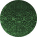 Round Abstract Emerald Green Contemporary Rug, con1280emgrn