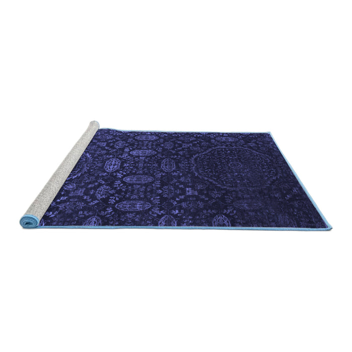 Sideview of Machine Washable Abstract Blue Contemporary Rug, wshcon1280blu