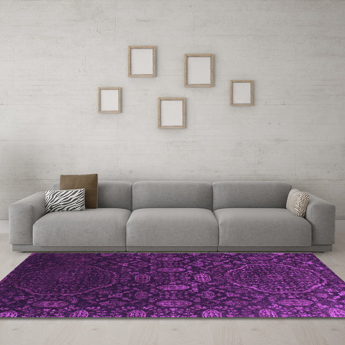 Machine Washable Abstract Purple Contemporary Area Rugs in a Living Room, wshcon1280pur