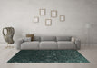 Machine Washable Abstract Turquoise Contemporary Area Rugs in a Living Room,, wshcon1280turq