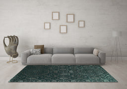 Machine Washable Abstract Turquoise Contemporary Area Rugs in a Living Room,, wshcon1280turq