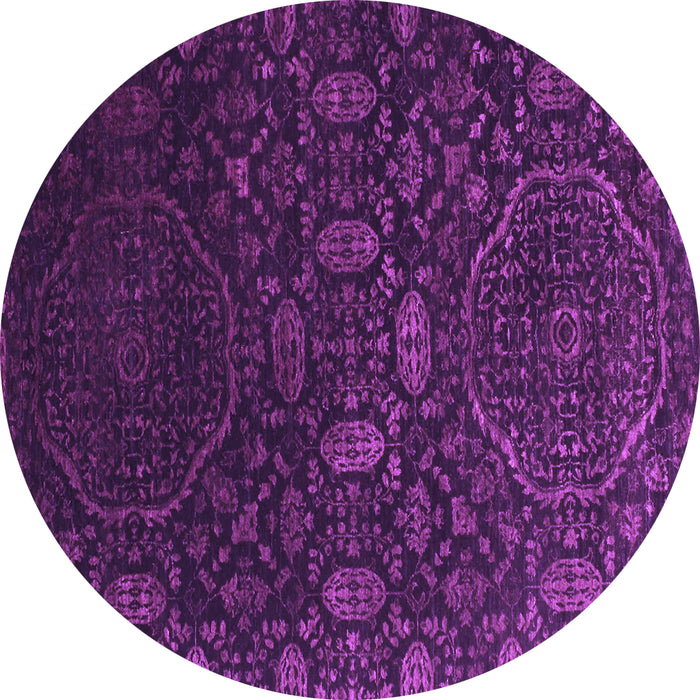 Round Abstract Purple Contemporary Rug, con1280pur