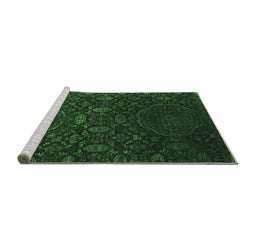 Sideview of Machine Washable Abstract Emerald Green Contemporary Area Rugs, wshcon1280emgrn