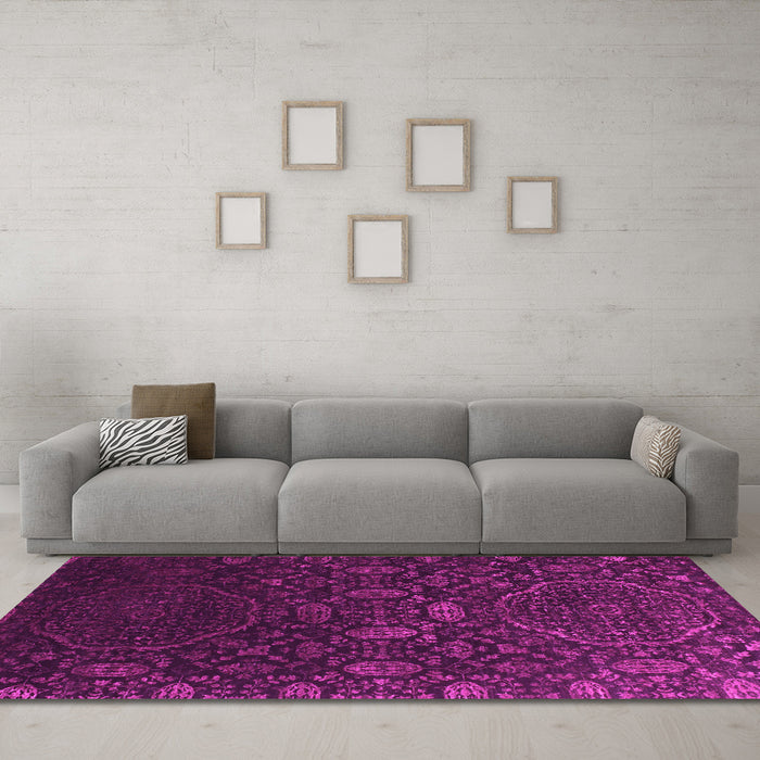 Machine Washable Abstract Pink Contemporary Rug in a Living Room, wshcon1280pnk
