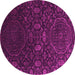 Round Machine Washable Abstract Pink Contemporary Rug, wshcon1280pnk