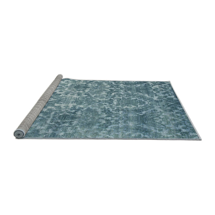 Serging Thickness of Machine Washable Contemporary Steel Blue Rug, wshcon1281