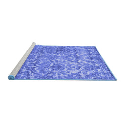 Sideview of Machine Washable Abstract Blue Contemporary Rug, wshcon1281blu