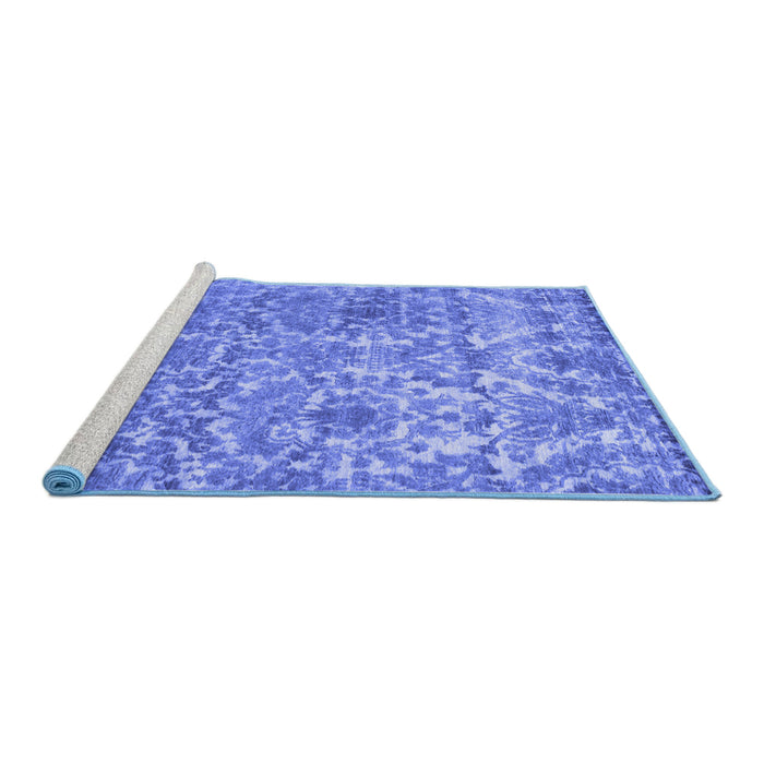 Sideview of Machine Washable Abstract Blue Contemporary Rug, wshcon1281blu