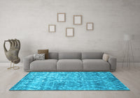 Machine Washable Abstract Light Blue Contemporary Rug, wshcon1281lblu