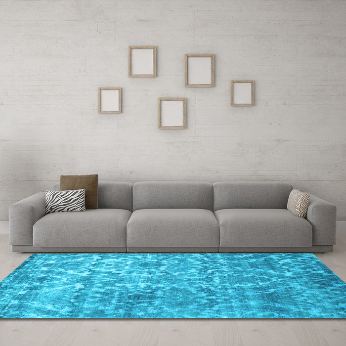 Machine Washable Abstract Light Blue Contemporary Rug in a Living Room, wshcon1281lblu