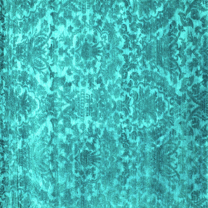 Square Machine Washable Abstract Turquoise Contemporary Area Rugs, wshcon1281turq