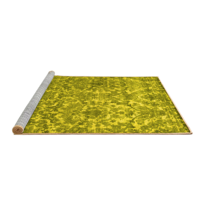 Sideview of Machine Washable Abstract Yellow Contemporary Rug, wshcon1281yw