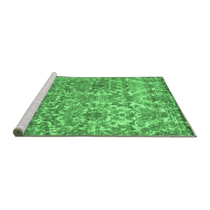 Sideview of Machine Washable Abstract Emerald Green Contemporary Area Rugs, wshcon1281emgrn