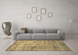 Machine Washable Abstract Brown Contemporary Rug in a Living Room,, wshcon1281brn