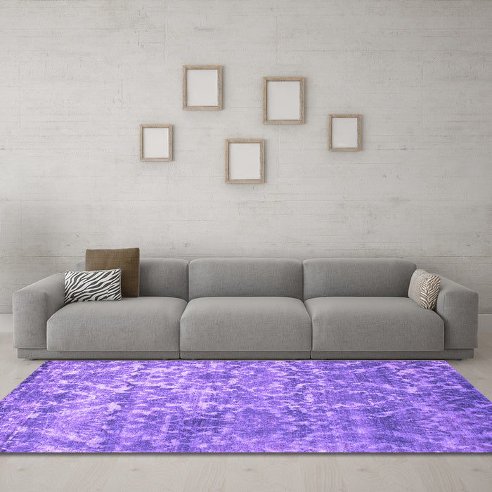 Machine Washable Abstract Purple Contemporary Area Rugs in a Living Room, wshcon1281pur