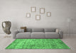 Machine Washable Abstract Emerald Green Contemporary Area Rugs in a Living Room,, wshcon1281emgrn