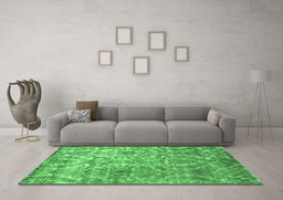 Machine Washable Abstract Emerald Green Contemporary Area Rugs in a Living Room,, wshcon1281emgrn