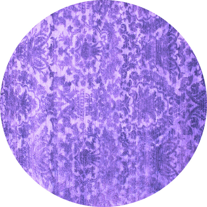 Round Abstract Purple Contemporary Rug, con1281pur