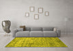 Machine Washable Abstract Yellow Contemporary Rug in a Living Room, wshcon1281yw