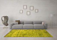 Machine Washable Abstract Yellow Contemporary Rug, wshcon1281yw