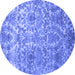 Round Abstract Blue Contemporary Rug, con1281blu