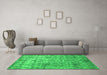 Machine Washable Abstract Green Contemporary Area Rugs in a Living Room,, wshcon1281grn