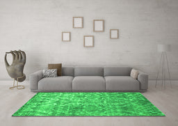 Machine Washable Abstract Green Contemporary Area Rugs in a Living Room,, wshcon1281grn