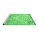 Sideview of Machine Washable Abstract Emerald Green Contemporary Area Rugs, wshcon1282emgrn