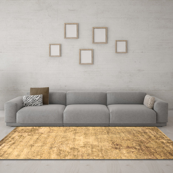 Machine Washable Abstract Brown Contemporary Rug in a Living Room,, wshcon1282brn