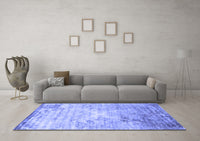 Machine Washable Abstract Blue Contemporary Rug, wshcon1282blu