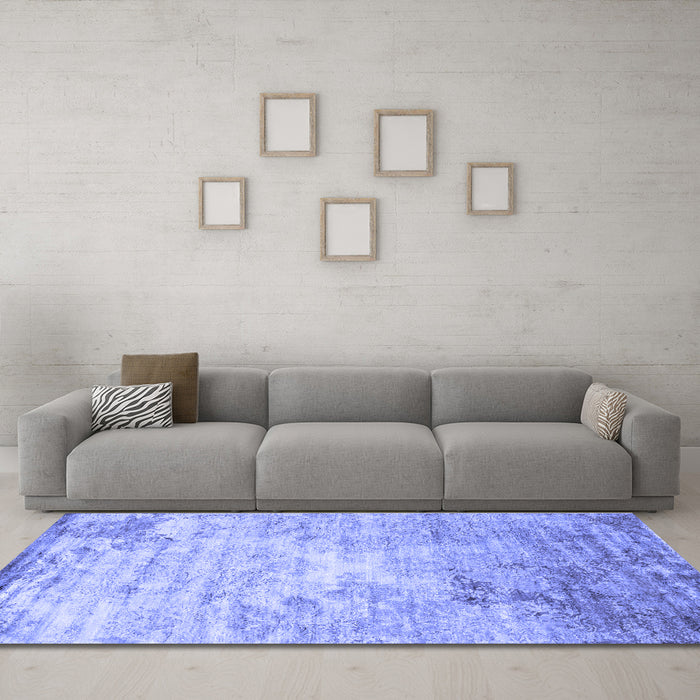 Machine Washable Abstract Blue Contemporary Rug in a Living Room, wshcon1282blu