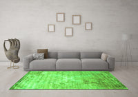 Machine Washable Abstract Green Contemporary Rug, wshcon1282grn