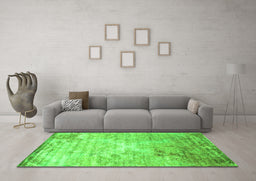 Machine Washable Abstract Green Contemporary Area Rugs in a Living Room,, wshcon1282grn