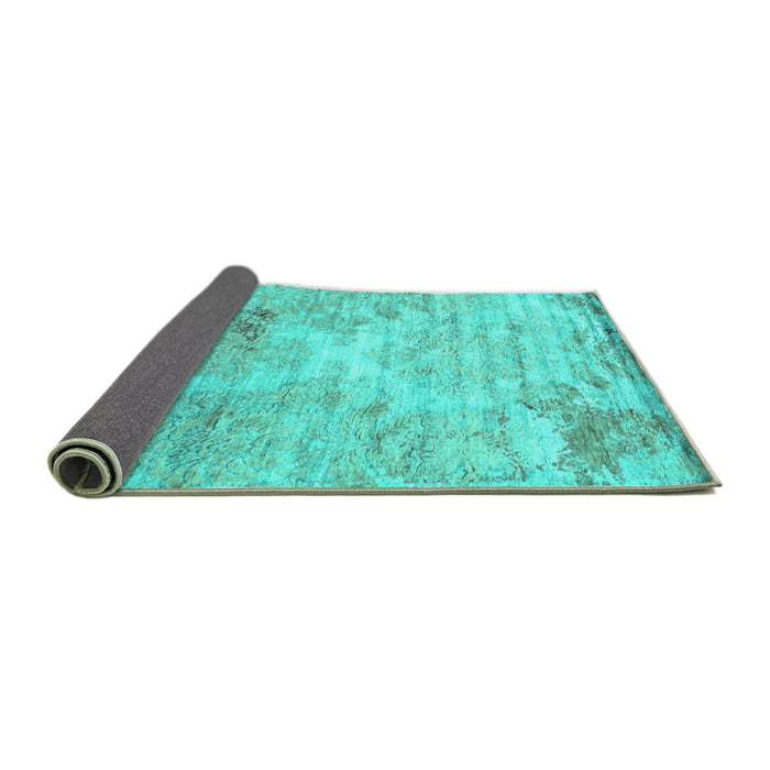 Sideview of Abstract Turquoise Contemporary Rug, con1282turq