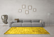 Machine Washable Abstract Yellow Contemporary Rug in a Living Room, wshcon1282yw