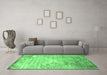 Machine Washable Abstract Emerald Green Contemporary Area Rugs in a Living Room,, wshcon1282emgrn