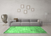 Machine Washable Abstract Emerald Green Contemporary Rug, wshcon1282emgrn