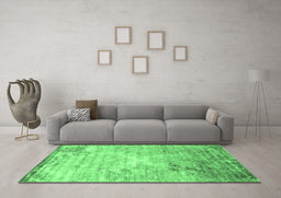 Machine Washable Abstract Emerald Green Contemporary Area Rugs in a Living Room,, wshcon1282emgrn