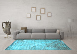 Machine Washable Abstract Light Blue Contemporary Rug in a Living Room, wshcon1282lblu