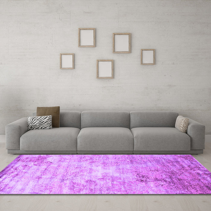 Machine Washable Abstract Purple Contemporary Area Rugs in a Living Room, wshcon1282pur